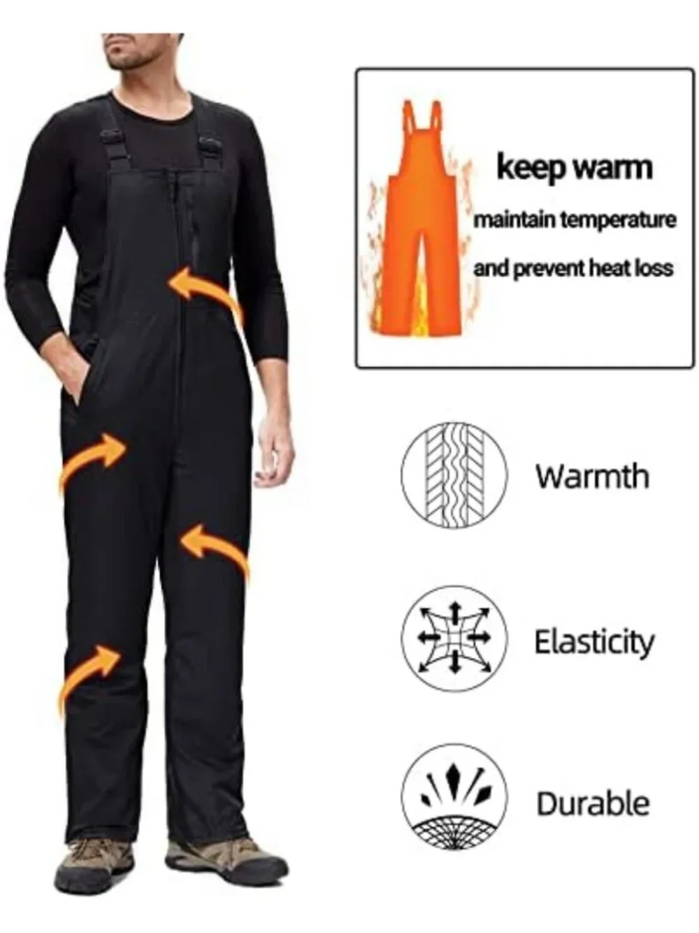 Men's Waterproof Snow Bibs | Softshell Ski Pants for Winter Sports & Outdoor Fun